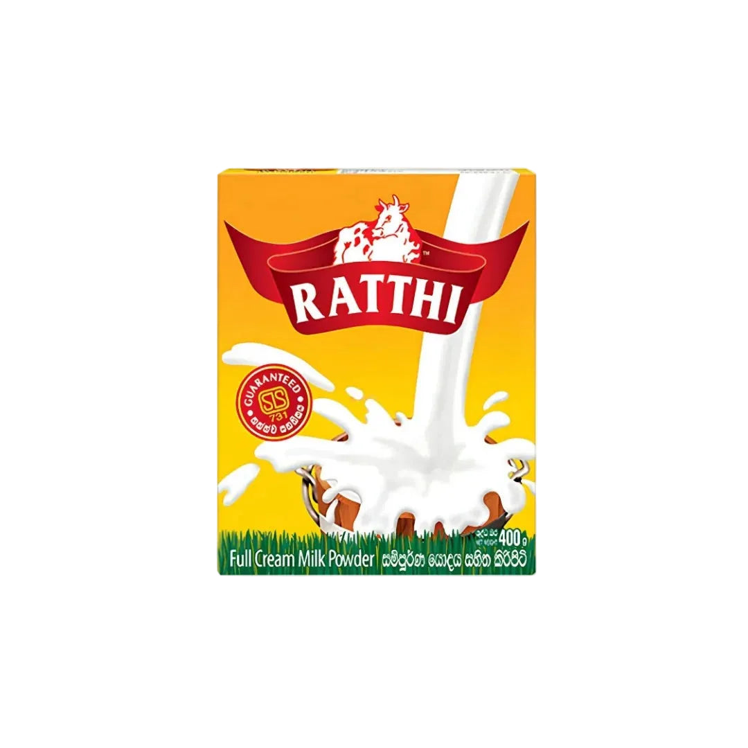 Ratthi full cream milk powder box with brand logo on a white background