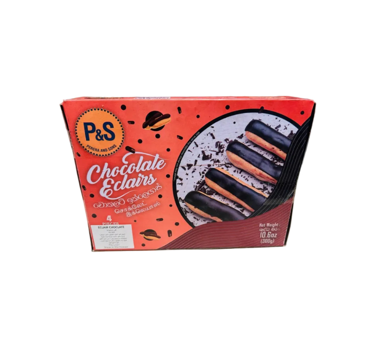 Box of Pyrena & Sons Chocolate Eclairs on a wooden surface