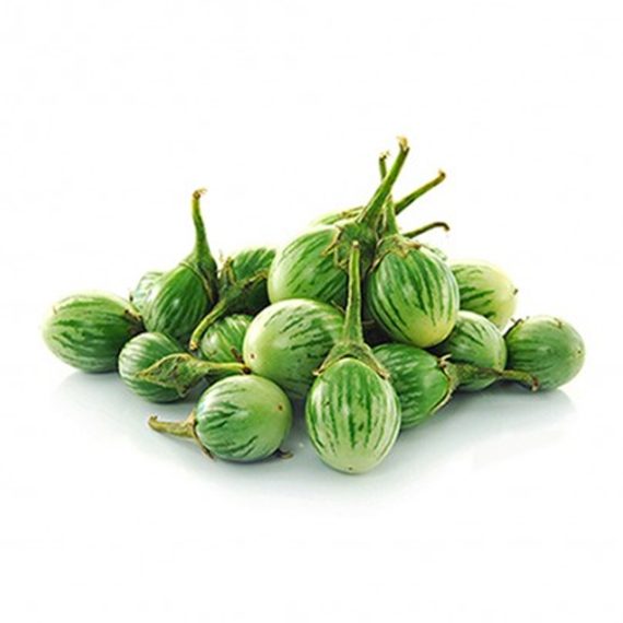 Green fruits with a white background