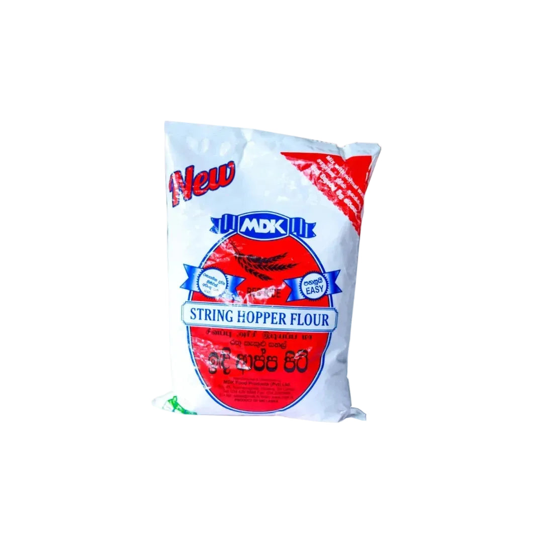 Bag of string hopper flour with UMDK branding on a white background