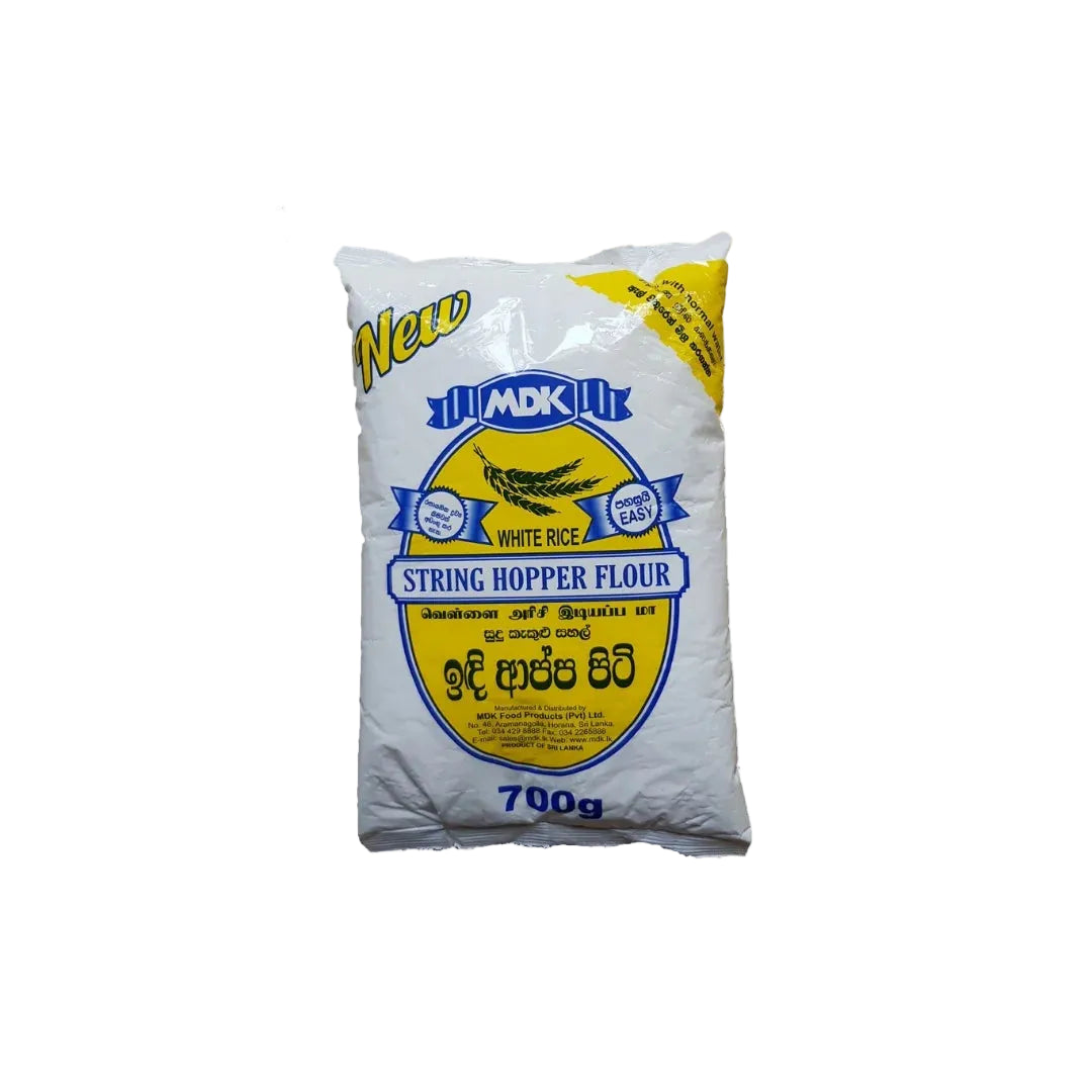 Bag of MDK String Hopper Flour on a white background