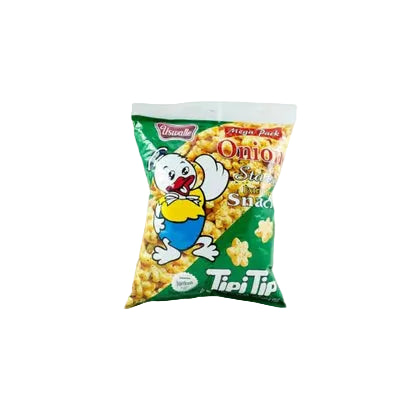 Snack package with cartoon character on a white background