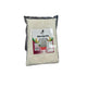 Packaged white raw rice with a label on a dark surface