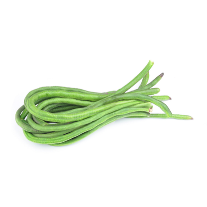 Bunch of green beans on a white background